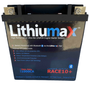Lithiumax Carbon Series RACE10+ Bluetooth Engine Starter Battery