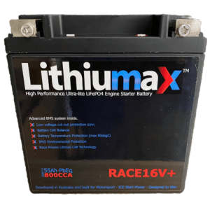 Lithiumax RACE16V+ LCD 16V 800CA ULTRA-LITE Engine Starter Battery