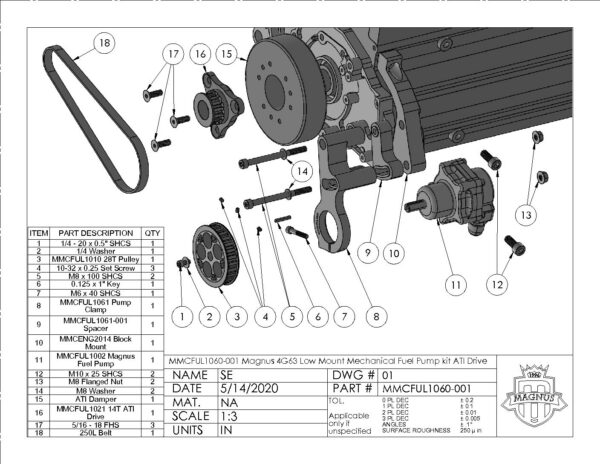 Magnus 4G63 Low Mount Mechanical Fuel Pump Kit